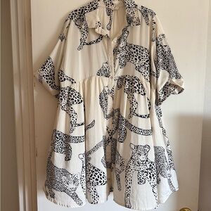 Entro Black and White Animal Print Dress